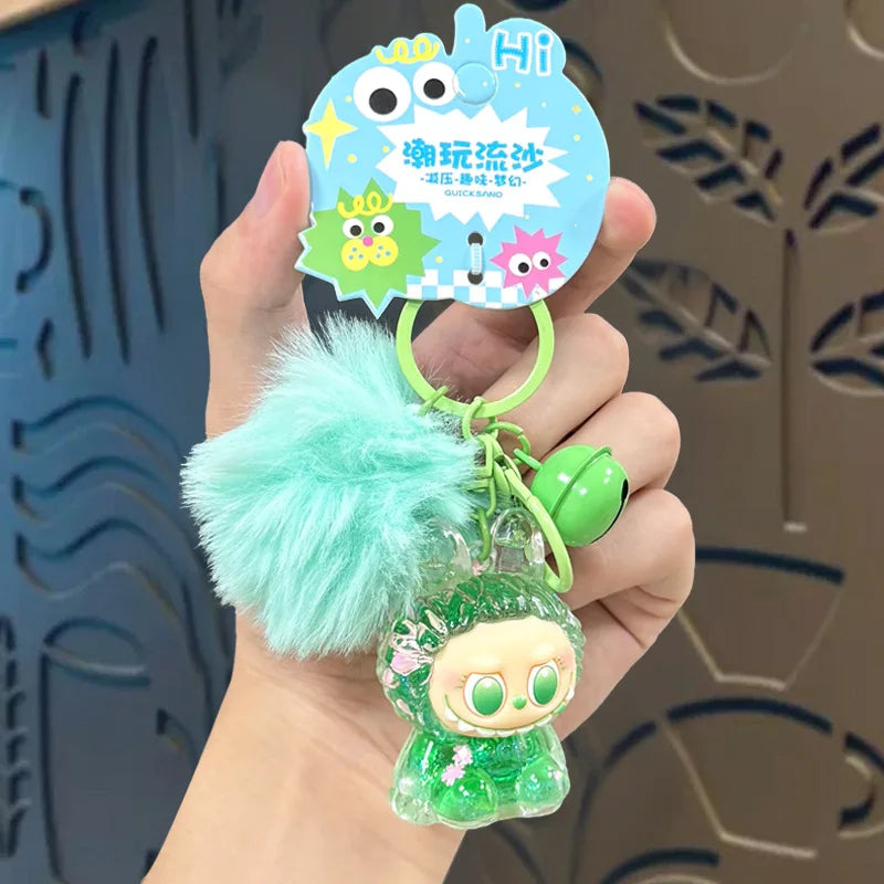 Porte-clés Labubu Effet Sable Mouvant Vert