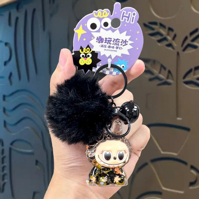 Porte-clés Labubu – Effet Sable Mouvant Noir