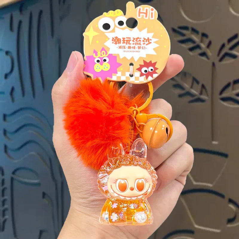 Porte-clés Labubu Effet Sable Mouvant Orange