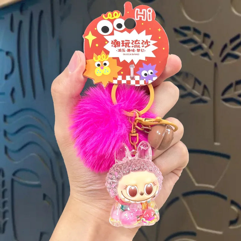 Porte-clés Labubu Effet Sable Mouvant Rose