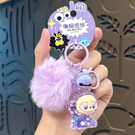 Porte-clés Labubu – Effet Sable Mouvant Violet